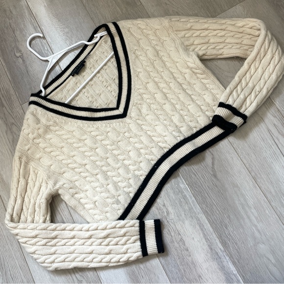 Alice + Olivia Sweaters - alice + olivia Sweater wool cashmere cable knit crop womens Cream (small) preppy